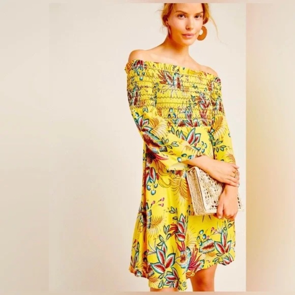Anthropologie Farm Rio - off the shoulder floral dress - Size XS